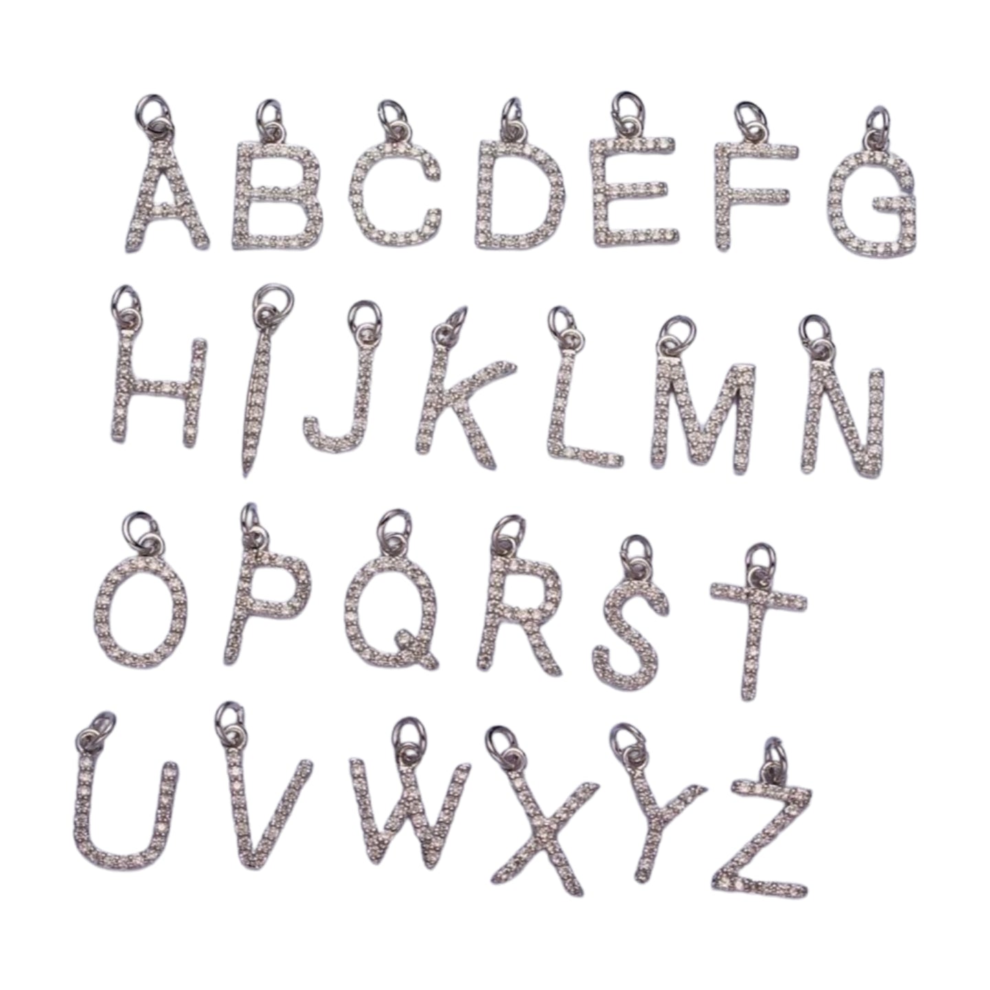 Silver Sparkle Initial Charm