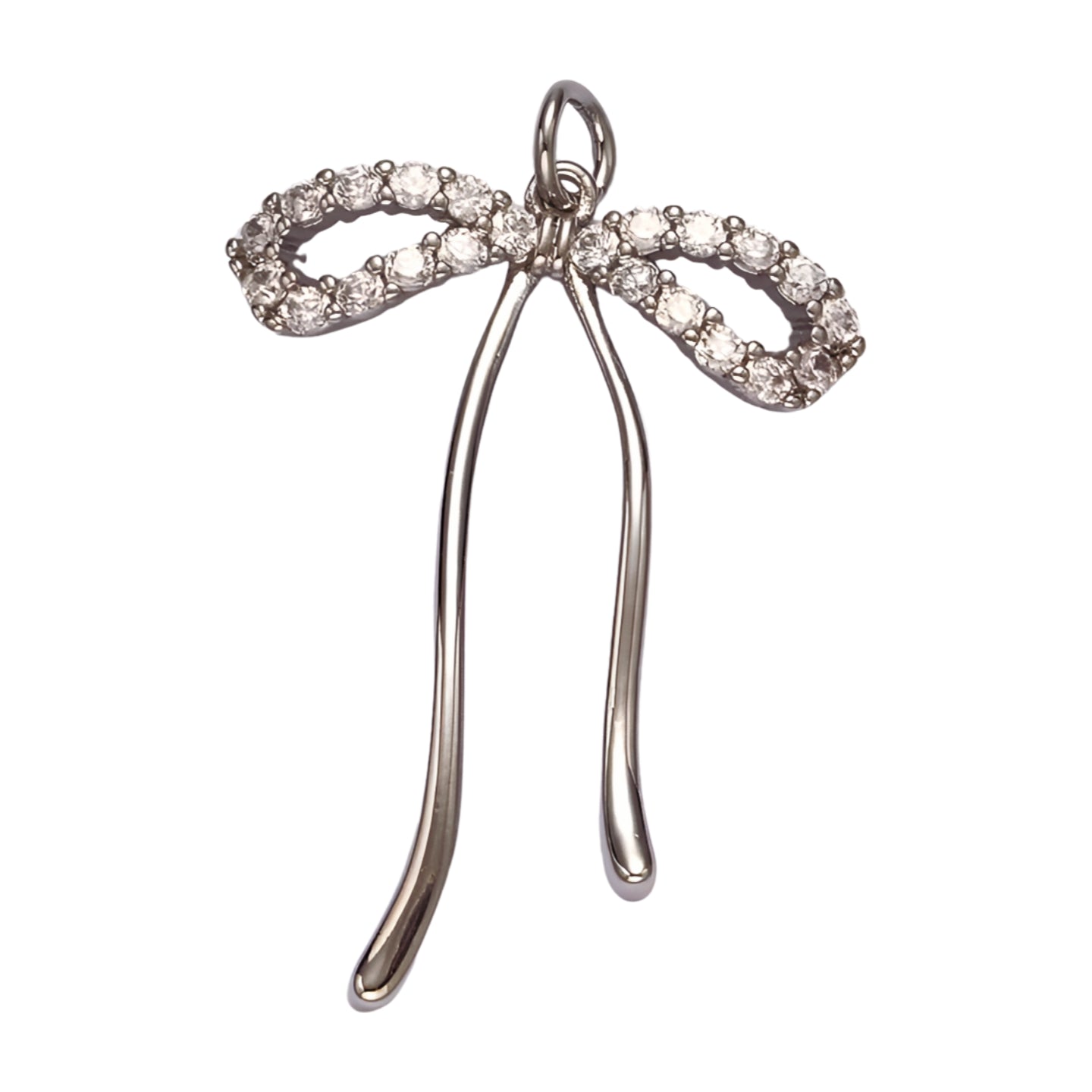 Silver Sparkle Bow Charm